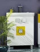Мебель для ванной ORIO Тетрис 70, тумба с раковиной (белый, желтый)
